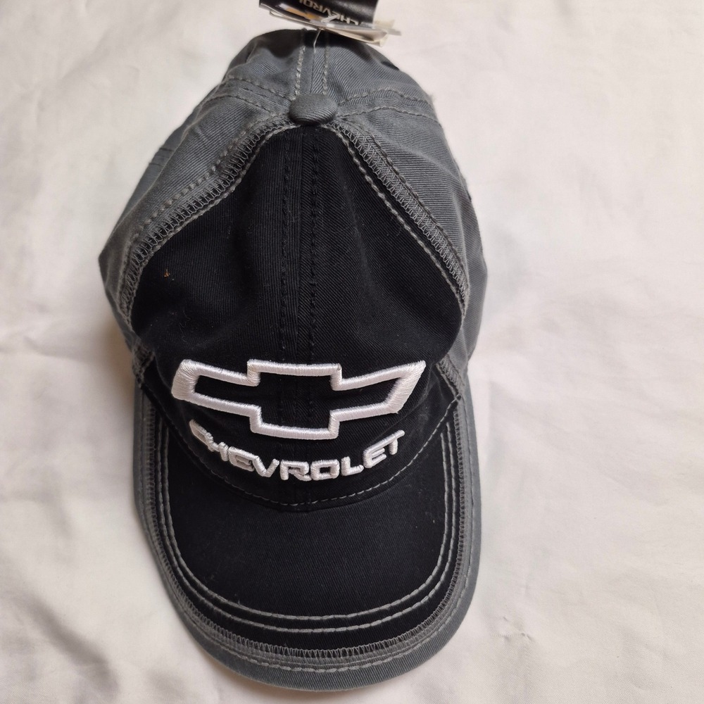Chevrolet GM Mens Adjustable Baseball Cap Black Gray Embroidered Logo Hat NEW